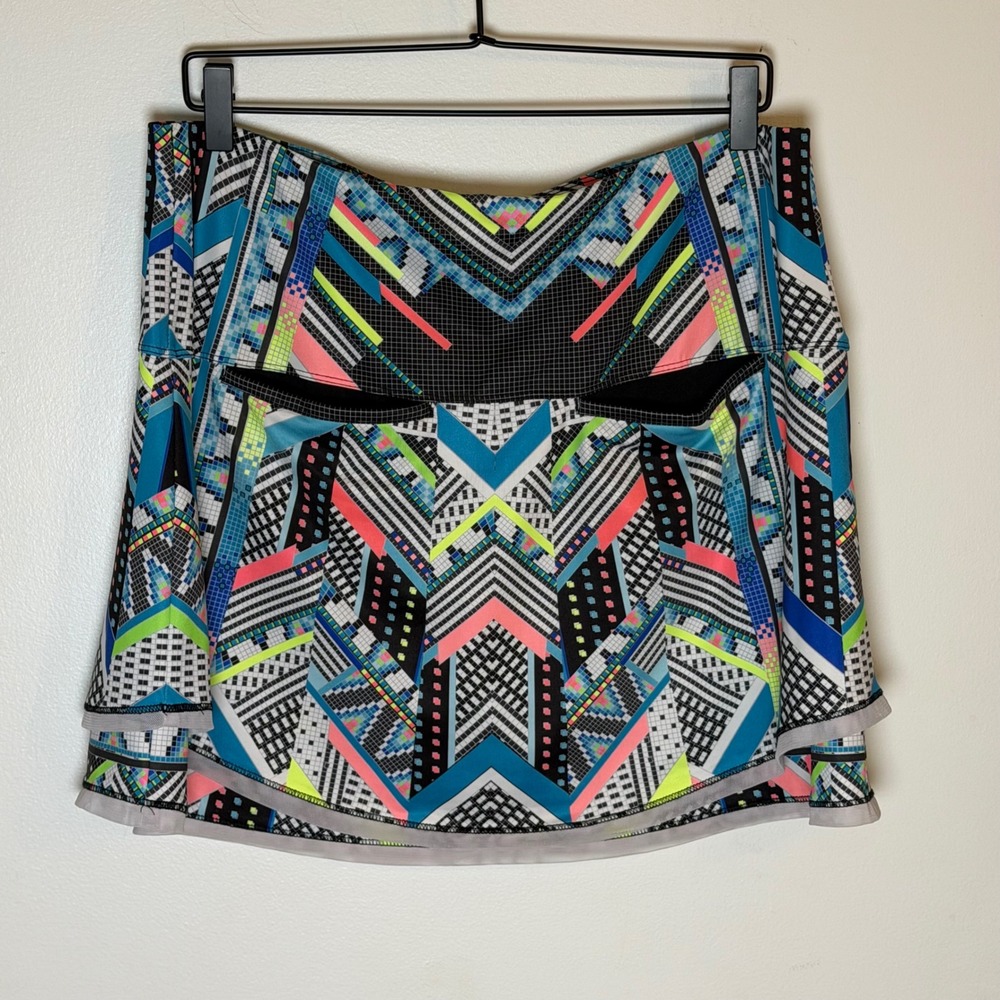 Lucky in Love Womens XL 16 Geometric Print Tiered Tennis Skort - Picture 2 of 6
